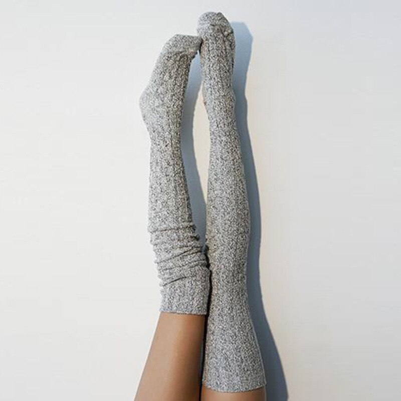 Calcetines de punto por encima de la rodilla para mujer, medias largas hasta el muslo, cálidas, a la , Otoño e Invierno