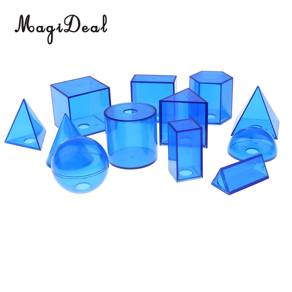 12 pieces Plastic Geometric Solids - 3D geometry Exploring Volume Shape Visual Aids Mathematics Math Educational Student Toy