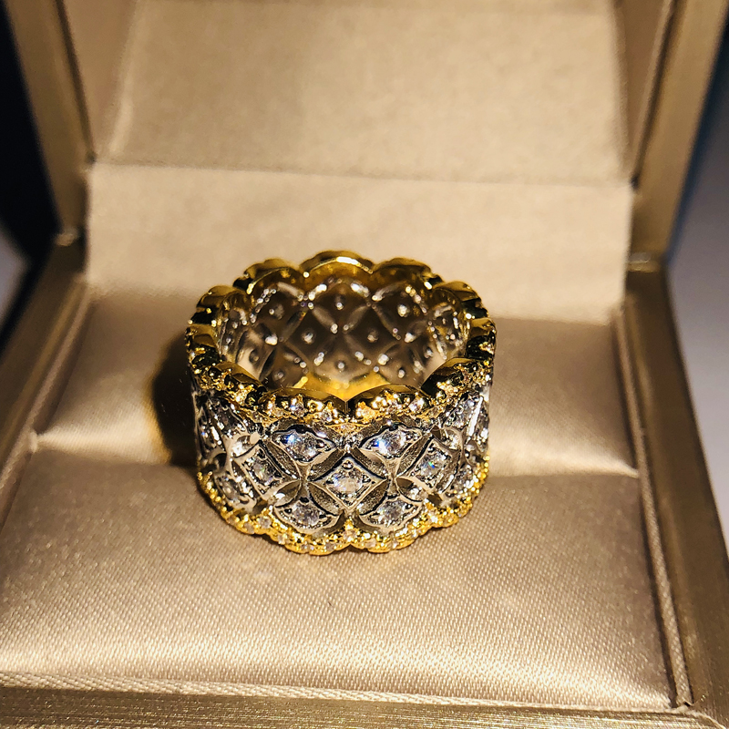 Anillo de circón con forma de corona para hombres y mujeres, joyería ondulada geométrica, estilo Punk, anillos de boda de compromiso de