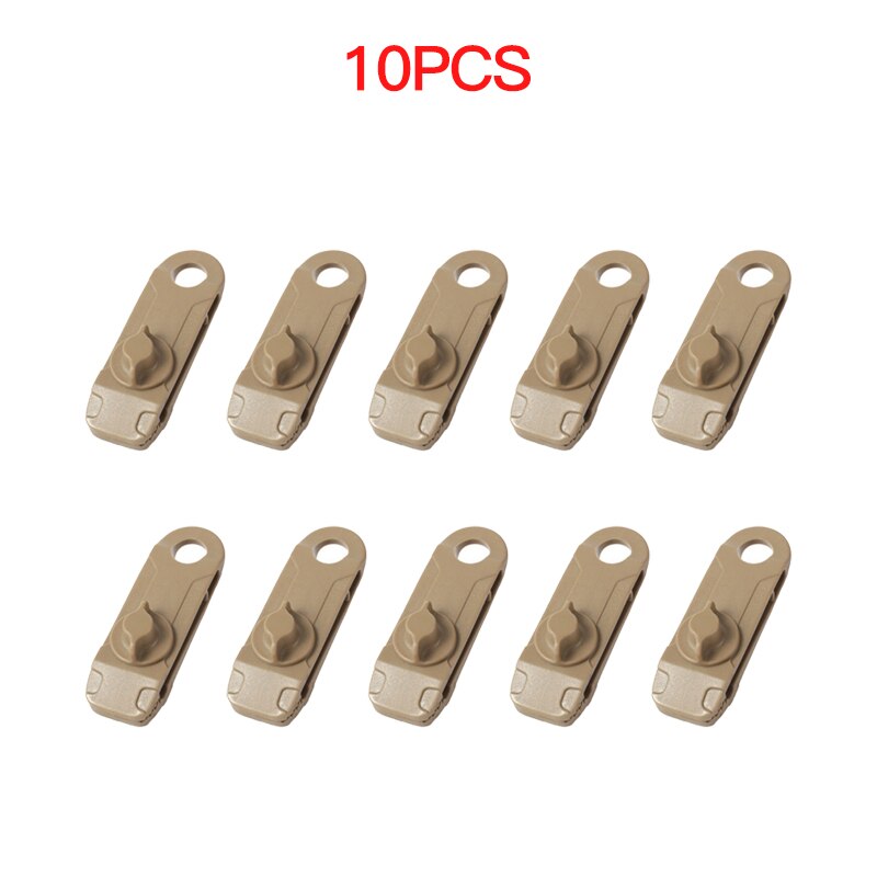 1/5/8/10Pcs Tarpaulin Clip Awning Tent Clamp Canopy Lashing Buckle Jaw Grip Outdoor Camping Hook Anchor Windproof Rope Barb: 10 PCS Khaki