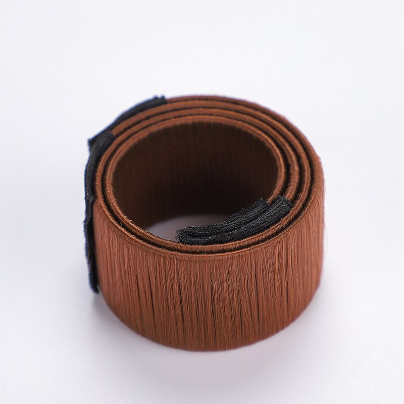 Artefacto de pelo trenzado con cabeza de bola a la , pelo rizado perezoso, anillo de bofetada, juego de cabeza de brote, palo de pelo rizado simple, tocado: Castaño