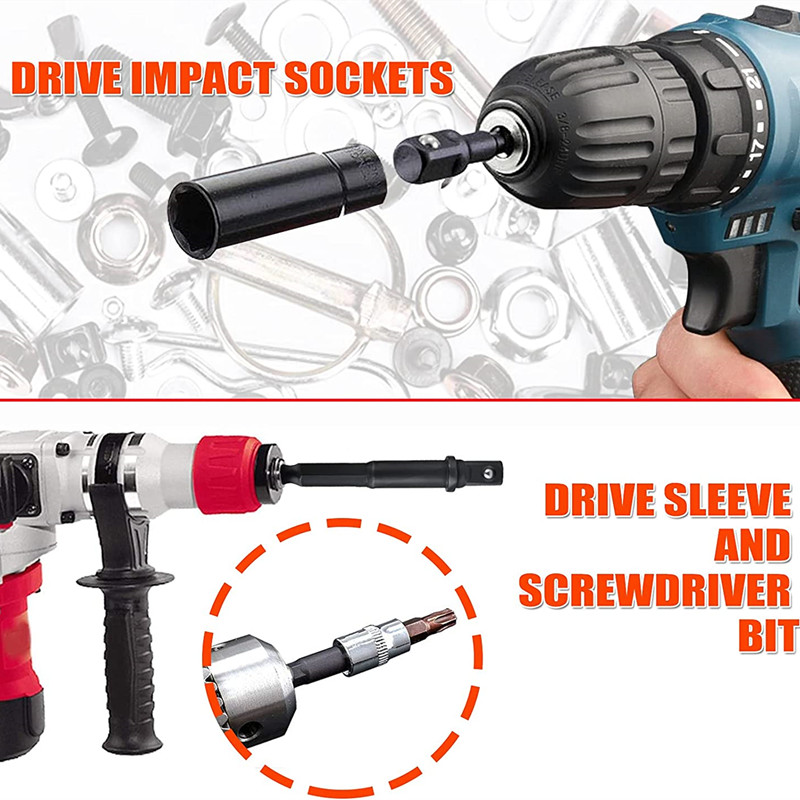 12-teiliges Schlagschrauber-Adapter- und Reduzierstück-Set, Verlängerungsset, Steckdosenbohrer-Adapter, umwandelt Bohrmaschine in Hochgeschwindigkeits-Mutternschrauber, 1/4