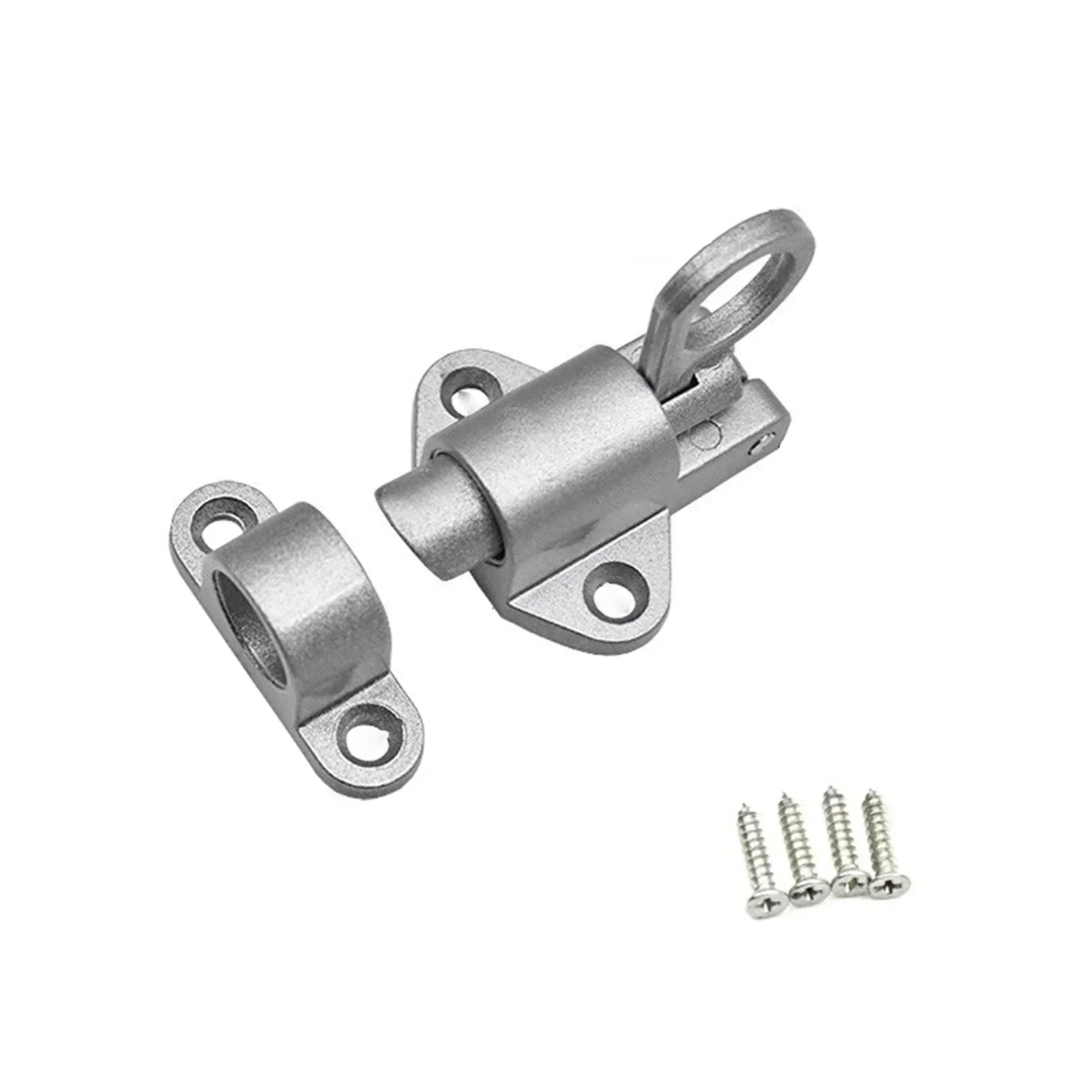 Spring Loaded Aluminum Alloy Door Latch Self-Closing Door Bolt Pull Ring Spring Bounce Lock Window Gate Security Lock Catch: Greyish Brown