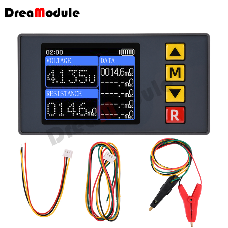 TS457 1.77inch Battery Tester Voltage Internal Resistance Meter Built-in Storage Function 4-wire DC5V Tester For 18650 Battery