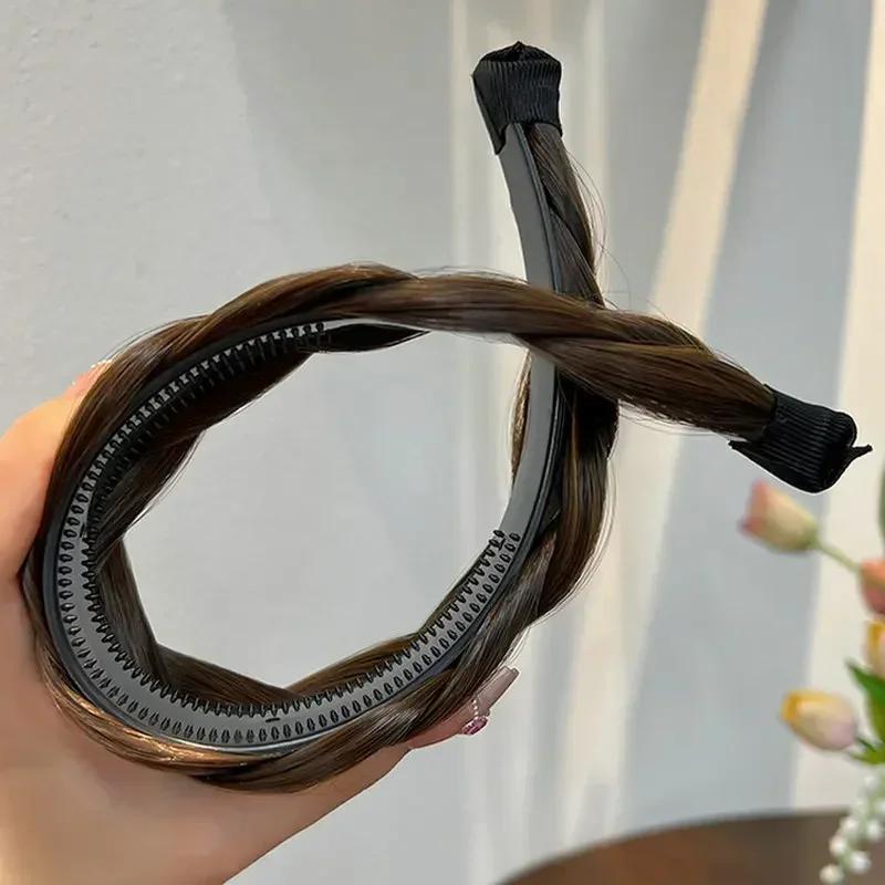 Diademas de peluca torcida para mujer, trenzas anchas de espina de pescado, diademas hechas a mano, aro para la cabeza, accesorios para el cabello,