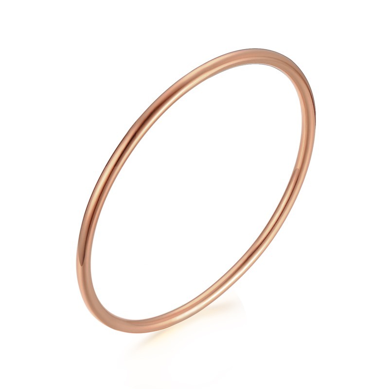 Brazalete de acero inoxidable de Color dorado para mujer, pulsera de joyería , brazalete liso, pulsera apilable, para chicas jóvenes: Negro / COLOR ORO ROSADO