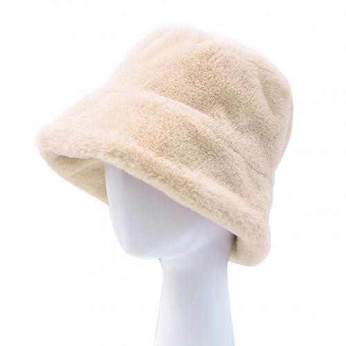 Faux pels vinter spand hat til kvinder pige solid fortykket blød varm fiskehætte udendørs ferie hat cap dame panama: Beige