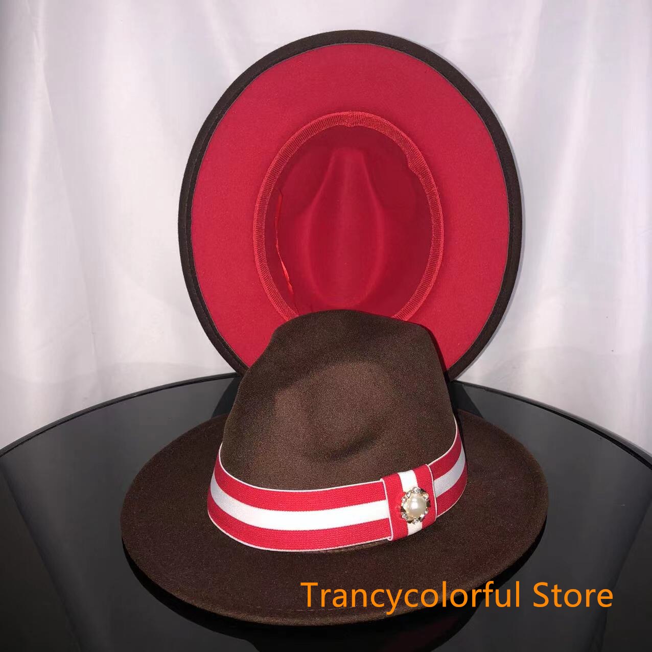 Sombrero de Fedora para hombre y mujer, sombrero de jazz con cinta elástica, accesorios blancos, sombrero de copa para iglesia, sombrero de invierno,: 13