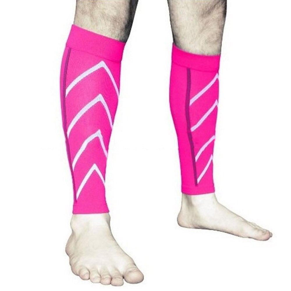 Par kalvstøtte gradueret kompression ben ærme sports sokker udendørs træning ben ærmer sportsbeskyttelsesprodukter  #w1: Hot pink