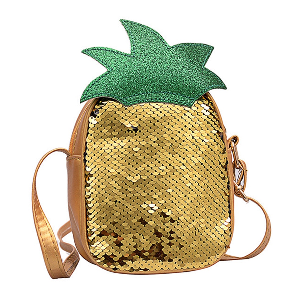 freundlicher freundlicher Pailletten Erdbeere Ananas Crossbody Handtaschen Mädchen PU Runde Bote Schulter Tasche Handtaschen Obst Taschen: B