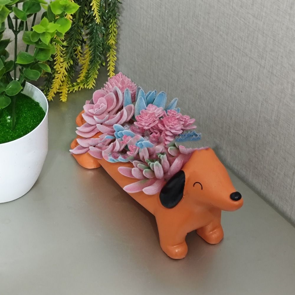 Tuin Decor Hars Hond Plant Pot Leuke Gesimuleerde Teckel Bloempot Cartoon Hydrocultuur Bloemenhouder Balkon