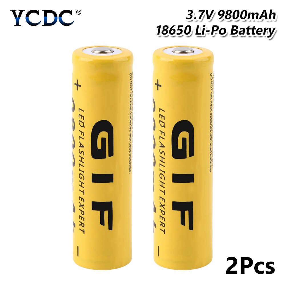 1/2/4/6/8x High Capacity 3.7V 9800mAh GIF 18650 Battery 3.7 Voltage 18650 Rechargeable Lithium Batteries Li Ion 18650 Case: 2 pieces