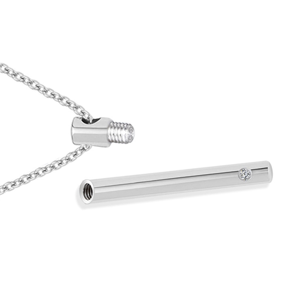 Unisex Rvs Sieraden Huisdier Cilinder Kristal Gedenktekens Schroef Open Crematie Urn Ketting Hanger Ash Case Houder