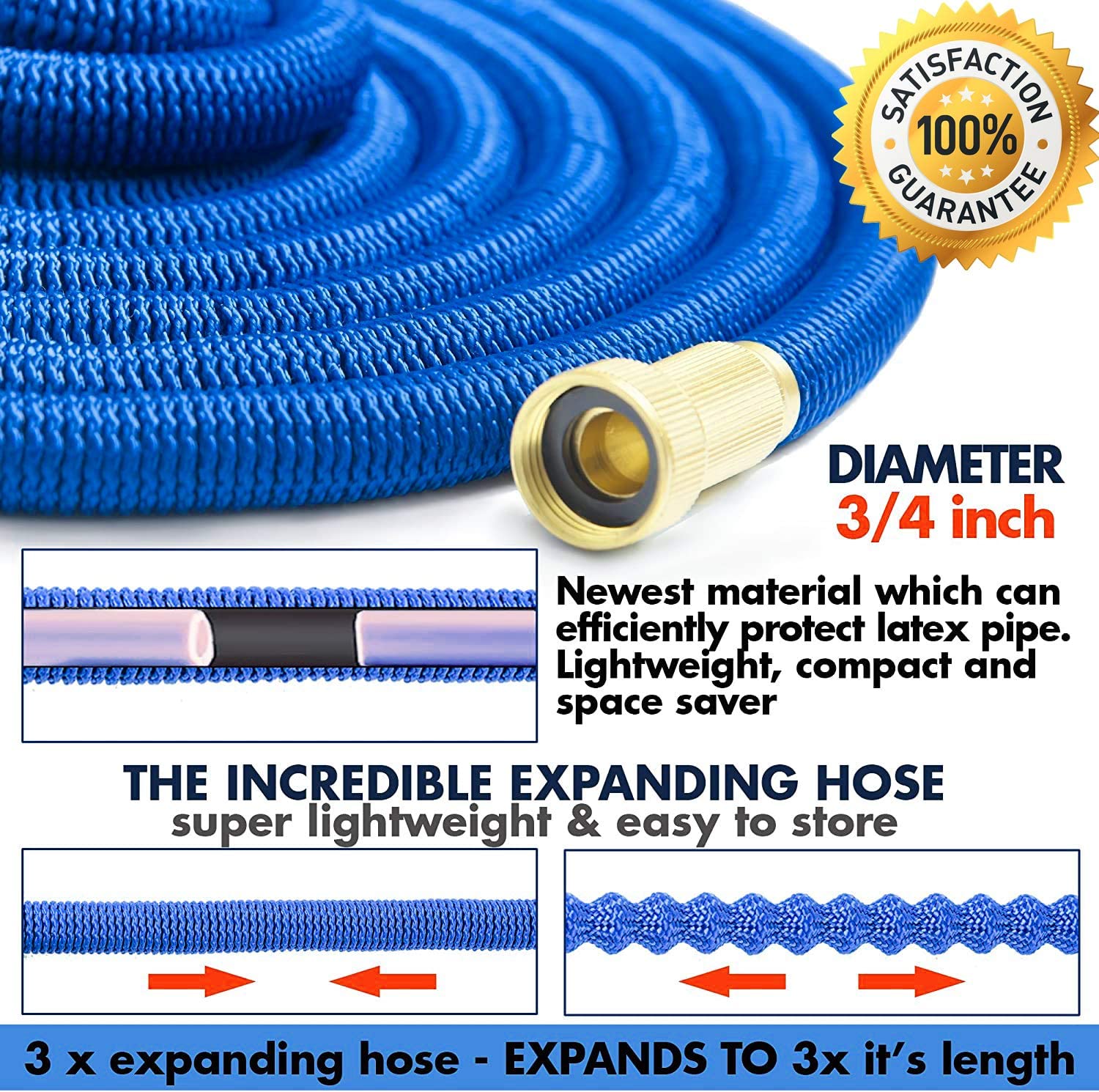 25Ft-100Ft Garden Hose Flexible Magic Telescopic Hose High Pressure Mangueras Para Jardin With Spray Gun Outdoor Garden Watering