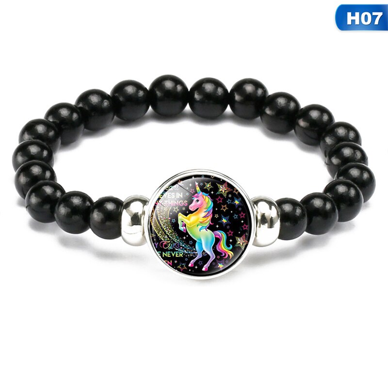 freundlicher Karikatur Einhorn Armbänder Schnur Schmuck Stein Armreif Einhorn Perlen Armbinde Geburtstag Partei freundlicher Armbinde: b07