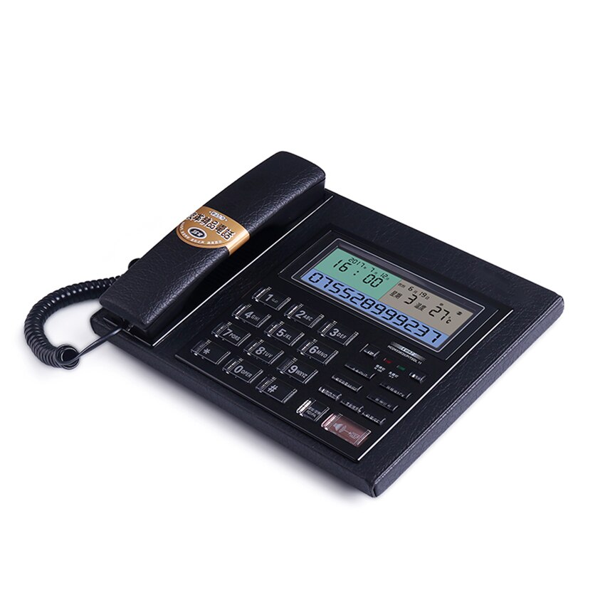 Leather Home Landline Phone with Caller ID, Voice Report, Call Hold, Alarm Clock, Backlit, Corded Phone Telephone for Office