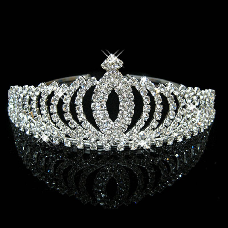 Wedding Nuziale di Cristallo Tiara Corone Principessa Queen Cuore Fasce Del Fiore Accessori Per Capelli Da Sposa per la Sposa monili Dei Capelli: H02JM