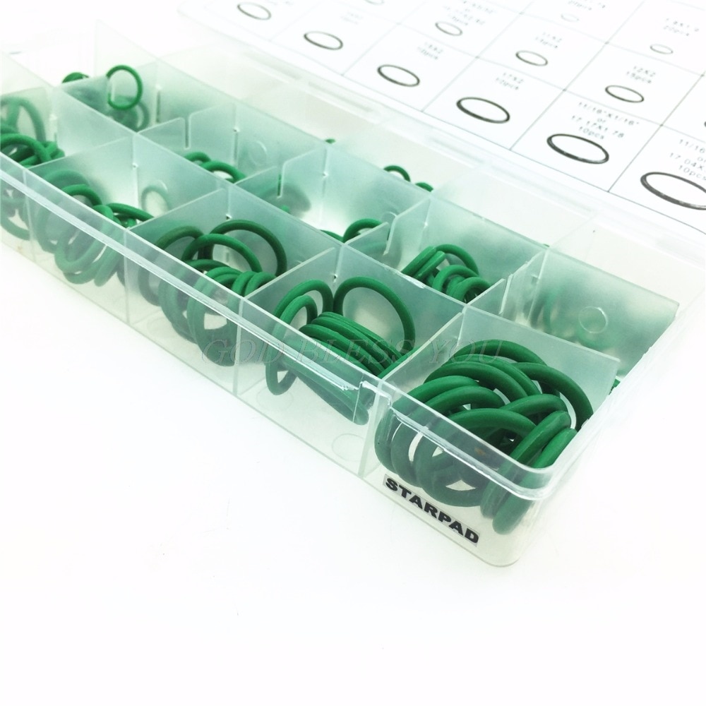 Gummi o-ringar 270 st luftkonditionering  r22/r134a reparation kompressor tätning 18 storlekar o-ring kit grön metrisk o ring tätningar nitril