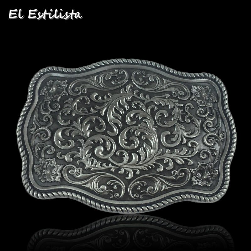 Hebilla de cinturón de Metal Floral estilo vaquero occidental para hombres cinturones adornos florales accesorios para vaqueros hebillas clásicas para cinturones de 4cm
