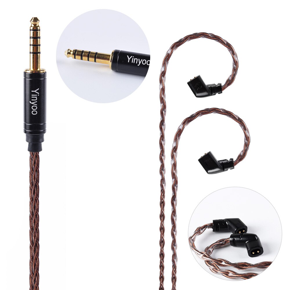 Yinyoo 8 Ader Silber Überzogene Kabel MMCX/2Stift Stecker 4,4/3,5/2,5mm Ausgeglichen Kabel Für v80 ZS10 wie10 ZST ES4 wie06 C10 C16: 4.4QDC