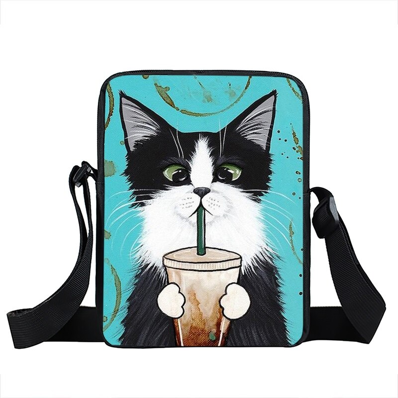 Sac à main Kawaii en forme de chat café pour femmes, sacoche à bandoulière de dessin animé chaton mignon, petite pochette de loisirs: XKBKFM02