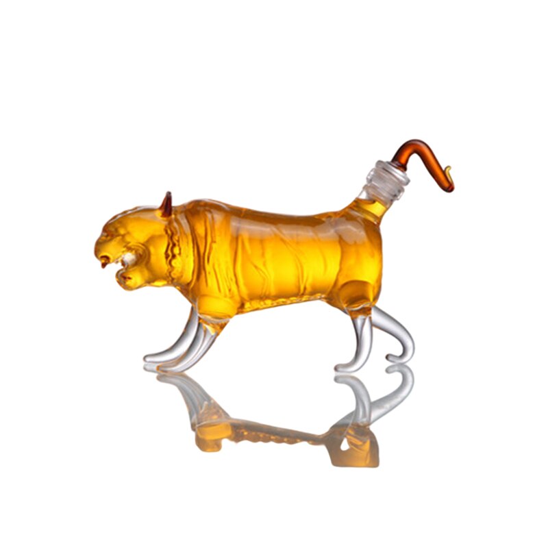 12 style animal shaped novelty wine bottle lead-free glass barware men whiskey decanter for Liquor Scotch Bourbon: Tiger