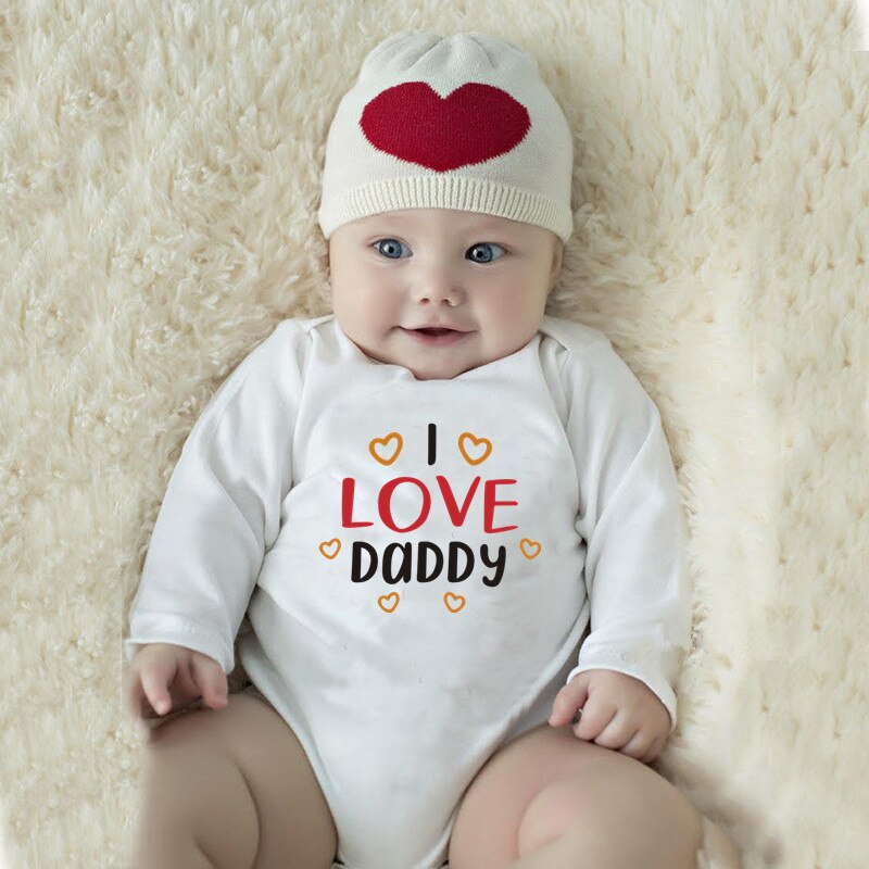 Leuke I Love Papa Letters Print Baby Romper Jongen Meisje Unisex Lange Mouwen Rompertjes 0-18M Beste voor Papa Baby Kleding