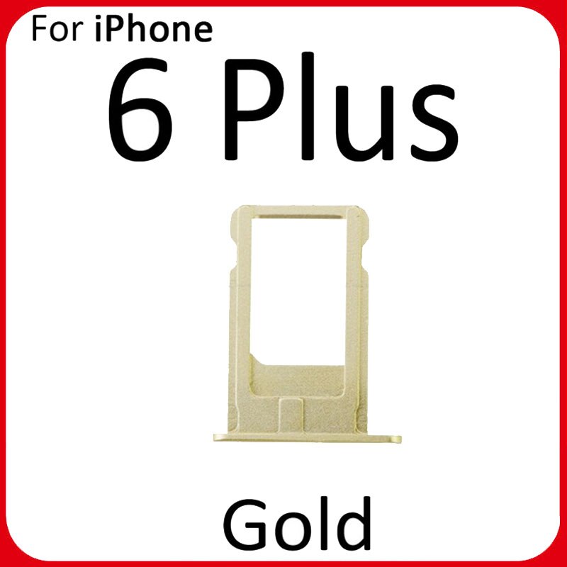 Bandeja con soporte para tarjeta Sim, bandeja con ranura para iphone 6, 6G, 6 Plus, pieza de repuesto, adaptador de soporte para tarjeta SIM, negro, blanco y dorado: For 6plus gold