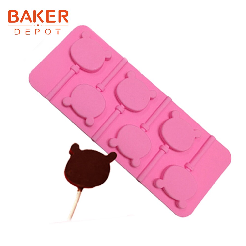 Bager depot silikone slikkepinde form til slik chokolade rund kage dekoration form bjørn slikkepinde forme til bagegrej: Cdy -039