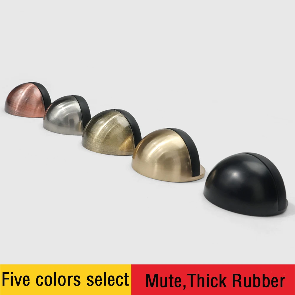 1pc Zinc Alloy Rubber Door Stopper Non Punching Sticker Hidden Door Holder Catch Floor Mounted Nail-free Door Stop Hardware