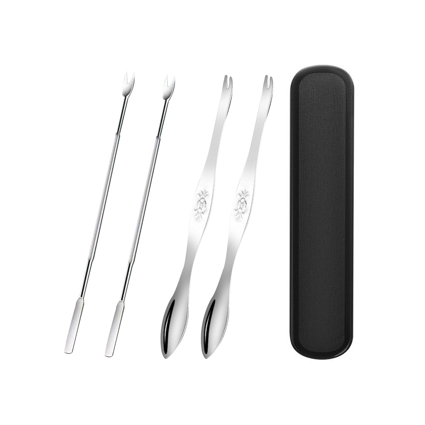 Seafood Tool Set Stainless Steel Crab Tool Durable Practical Lobster Crab Claw Cracker Leg Fork Picks Spoons Kitchen Accessories: 4pcs