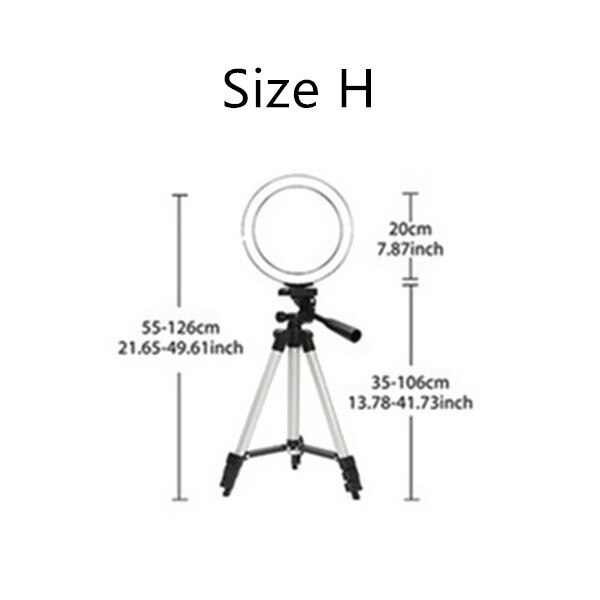 16cm/20cm/26cm rengasvalo himmennettävä kamera valokuvastudio puhelin video led kauneusvalokuvaus rengaslamppu 19/103 cm kolmijalka: Oranssi