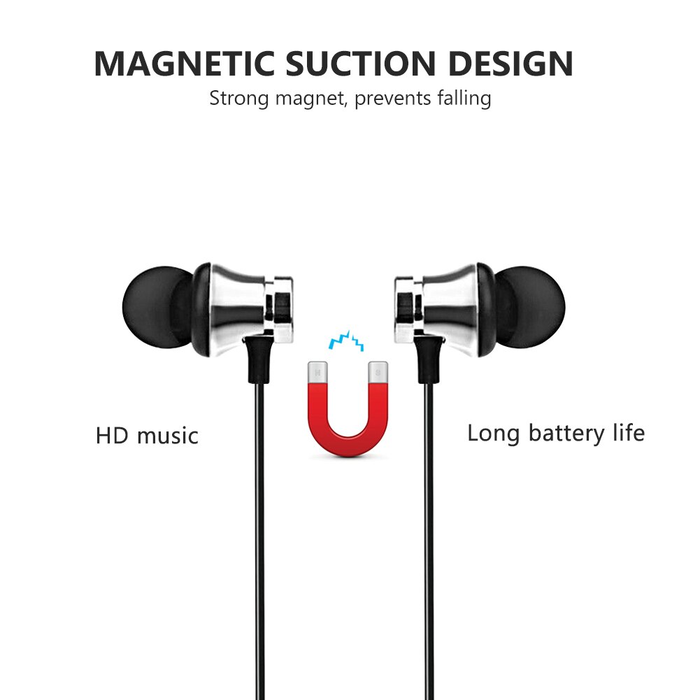 Magnetische Draadloze Bluetooth Sport In-Ear Koptelefoon Stereo Oordopjes Headset Met Microfoon Ruisonderdrukking Voor Xiaomi Redmi Huawei Honor