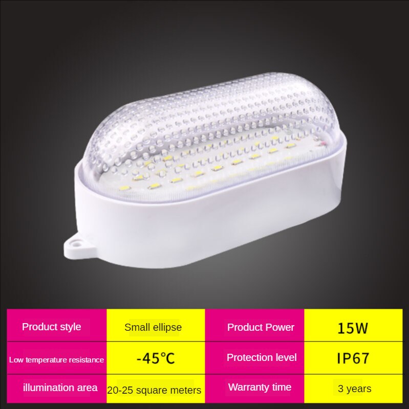 Utomhus led vattentät taklampa inomhusmonterad  ip67 badrum veranda 10/20w panel lampa lager kök väggbelysning: Oval 15w
