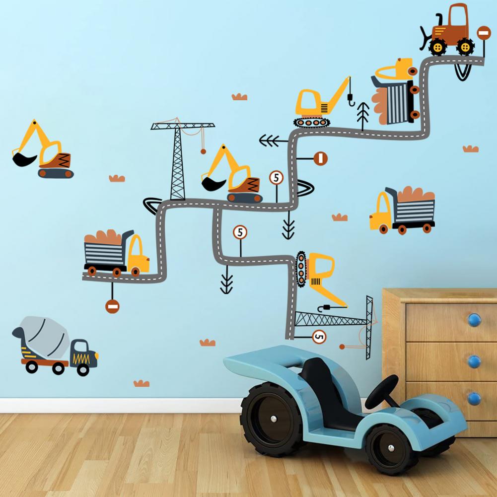 Cartoon Auto Vliegtuig Muurstickers Jongen Kinderkamer Diy Muurschildering Decoratie Vinyl Stickers Kleuterschool Slaapkamer Home Decor Wallpapers