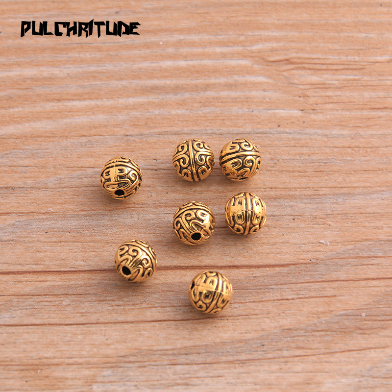 20 piezas 7mm tres colores patrón de cuentas esféricas dijes de cuentas para pulseras de cuentas Diy joyería hecha a mano