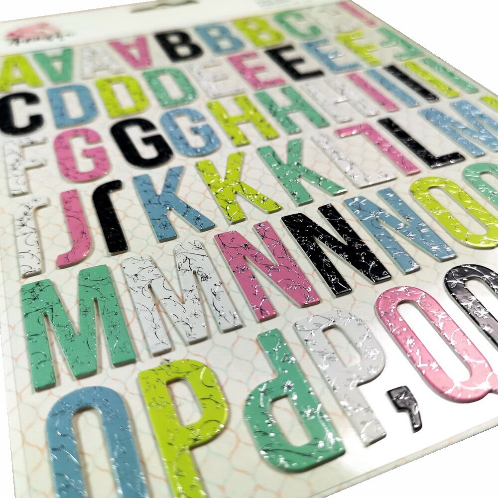 Crzcrafter spånplade alfabeter klistermærker folieudsmykning gør-det-selv scrapbog kortfremstillingsjournal selvklæbende dekorationer