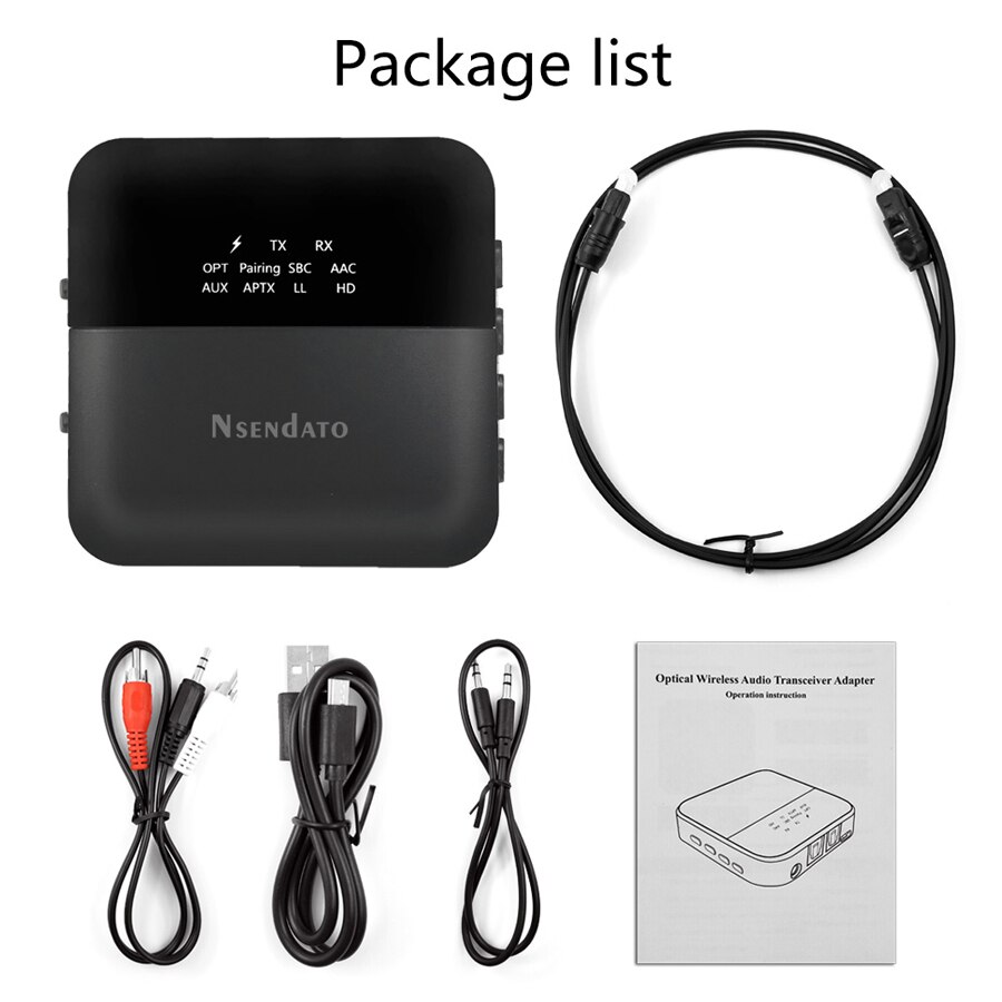 2 in 1 Wireless Bluetooth 5.0 Receiver Transmitter CSR8675 3.5mm Audio aptx HD LL optical adapter & Display Screen for TV Car