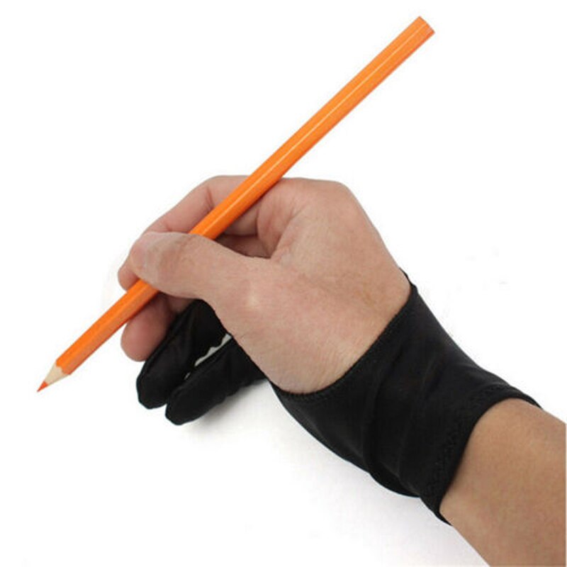 Guante de dibujo para artistas de talla libre, color negro, para cualquier dibujo gráfico, 2 dedos, antisuciedad, para la creación de mano derecha e izquierda 1 unidad