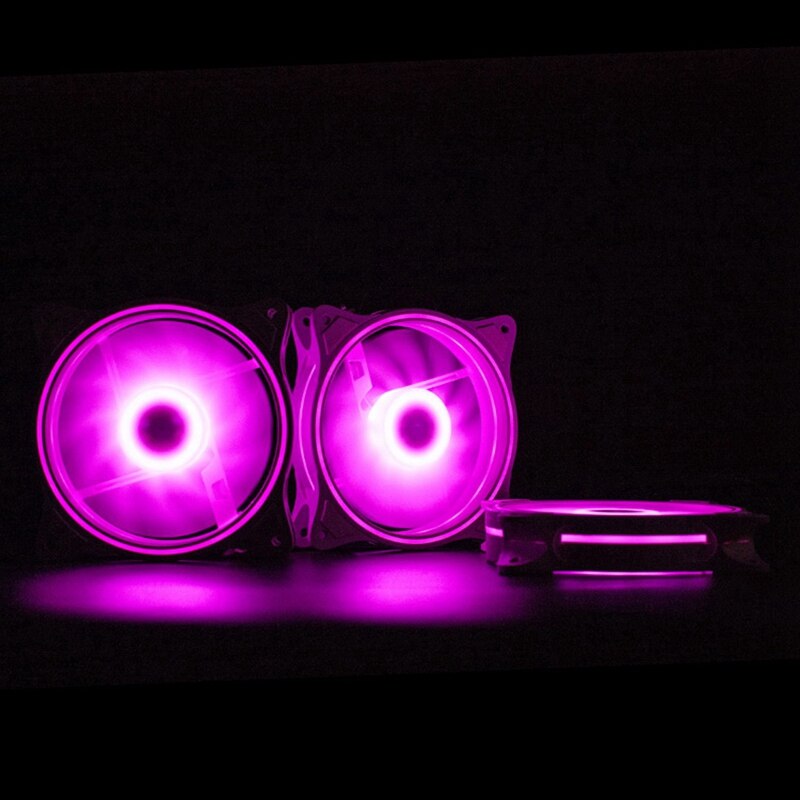 4 Pin 120mm Cool Fan Pc Fans 3 Aperture Interntl External Pink LED Large Air Volume Silent Fan for Pc Cooling 3 Pack