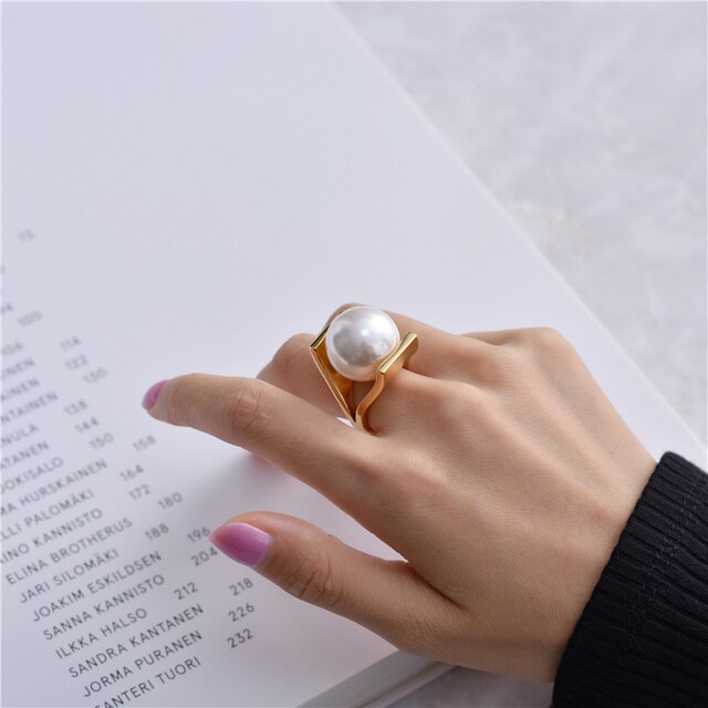 HUANZHI-pulsera de doble capa con perlas grandes y formas geométricas para mujer y niña, brazalete hueco, de joyería para , novedad de: 8