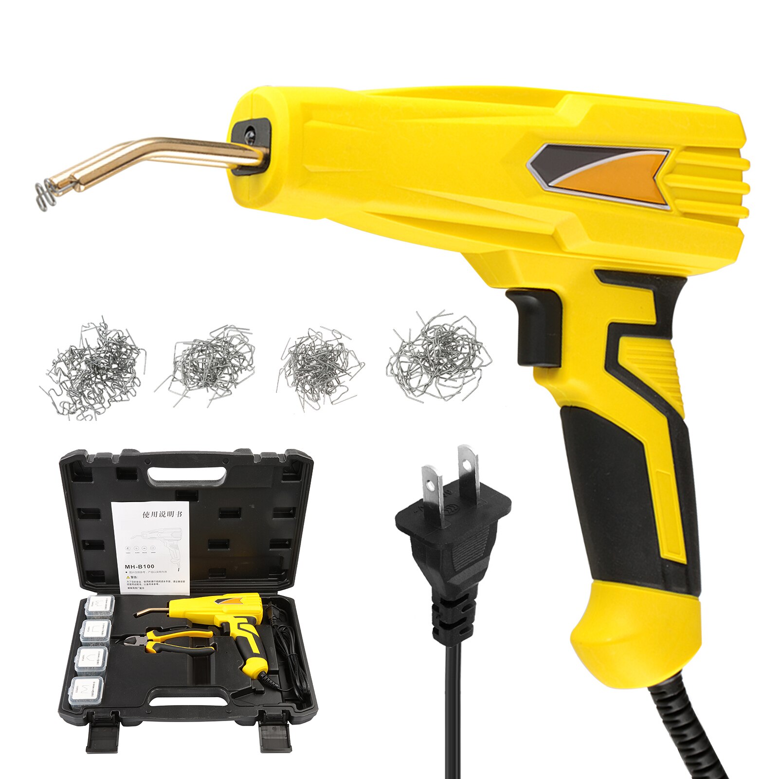 100W Stapler Machine Car Bumper Repairing Stapler Welding Tool Flat/Outside Corner/Inside Corner/Wave Welding Machine: US Plug