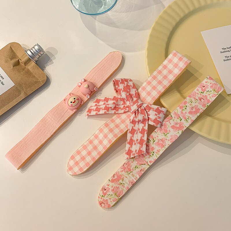 3Pcs Hook &amp; Loop Haarband Kinderen Zomer Pony Stickers Meisjes Gebroken Haar Hoofdbanden Meisjes Hoofdbanden Post Haaraccessoires: pink