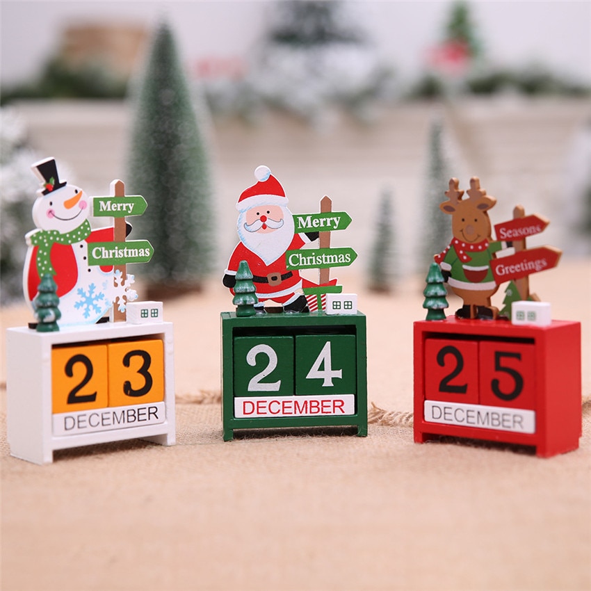 Julemanden bord skrivebord kalender jul advent ornamenter træ blok kalender boligindretning noel xmas år
