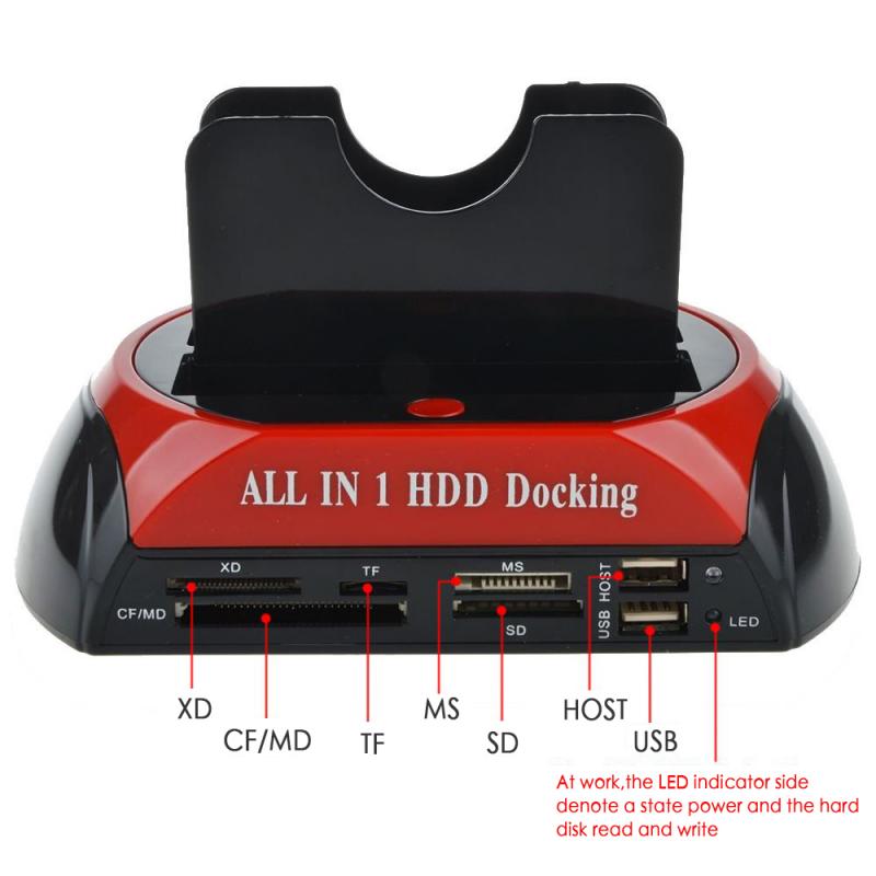 SATA IDE USB 2.0 Dual External Hard Disk Drive 2.5 Inch 3.5 Inch Docking Station One Touch Backup OTB HUB Reader
