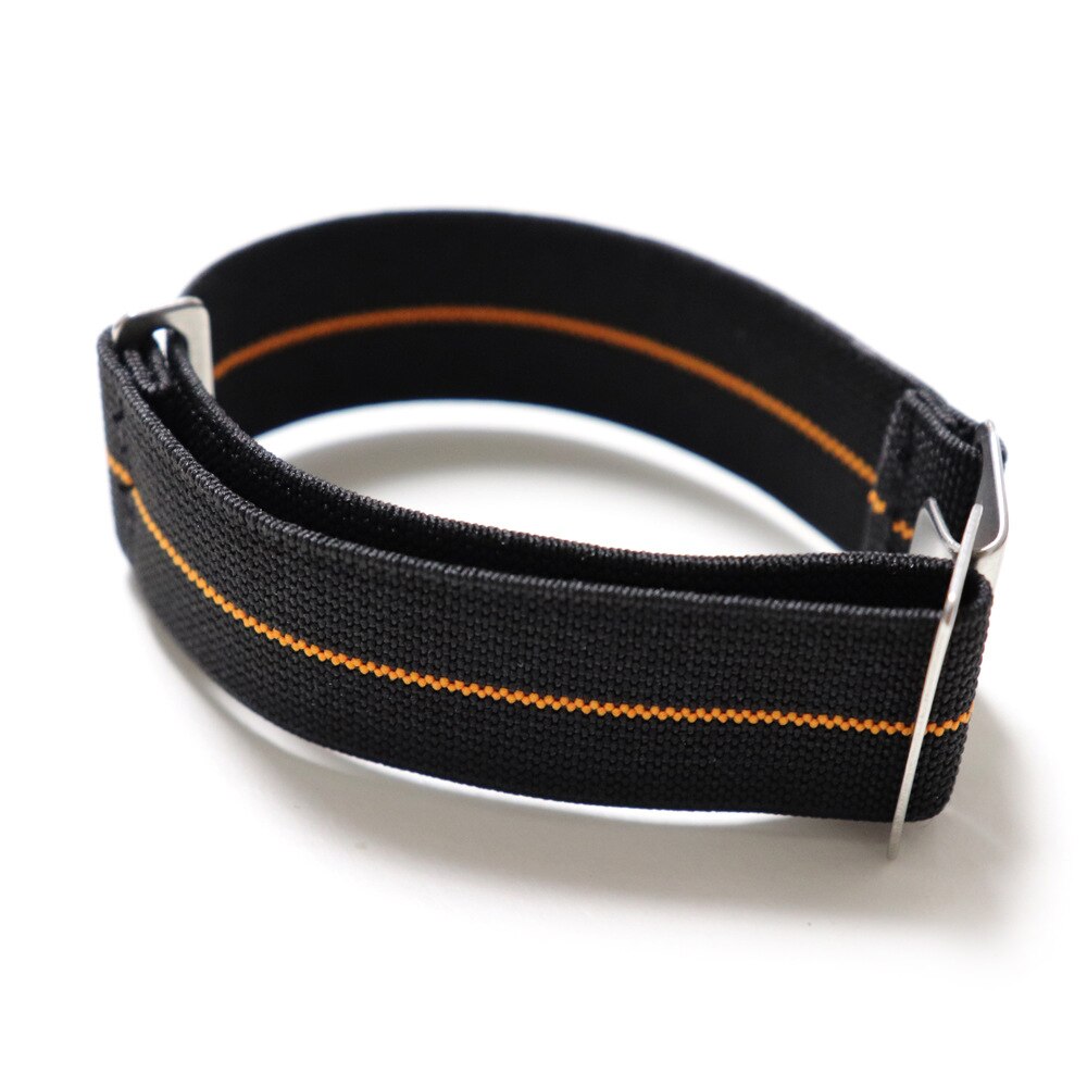Moda substituição pulseiras elásticas cinta tecido náilon banda estilo pára-quedas elástico relógio banda relógios cassuais acessórios: Black Orange