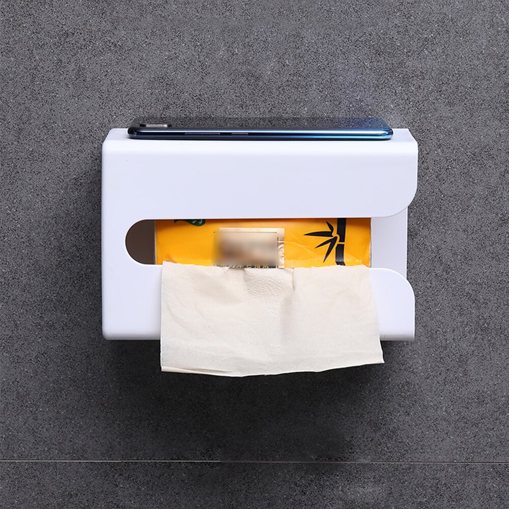 Wall Mounted Tissue Box Self Adhesive Tissue Box Napkin Holder Garbage Dispenser Paper Organizer Kitchen Hanging Rack Storage