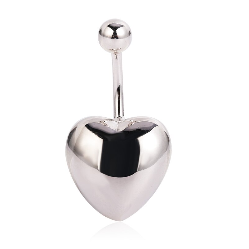 925 Sterling Zilveren Navel Percing Ring Heart Shape Belly Button Ring Mode Lichaam Sieraden Voor Vrouwen