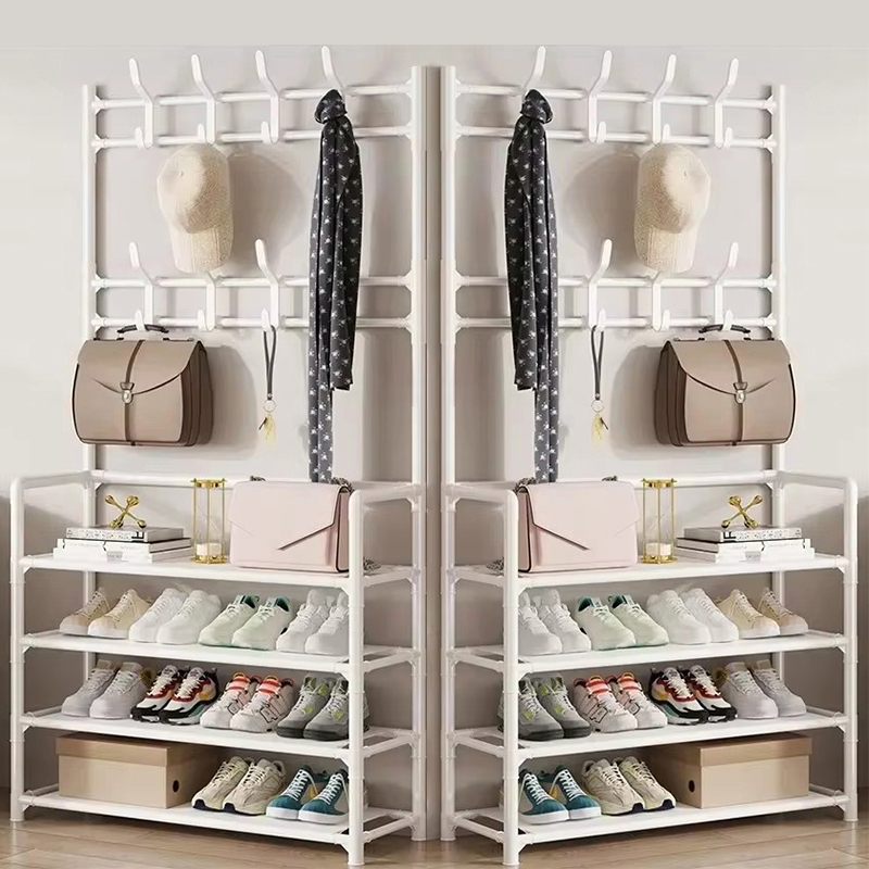 Colgador de ropa, Zapatero multicapa, puerta DIY, estante para sombreros y zapatos, organizador Simple de pie para sala de estar, estantes de almacenamiento: Color verde