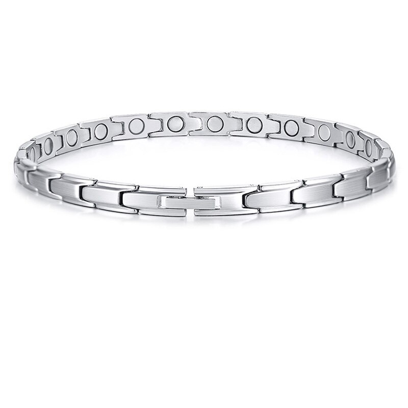 Trendy Women's 6mm Healthy Energy Bracelet Chain Link Stainless Steel Magnet Bracelets Jewelry: Silver
